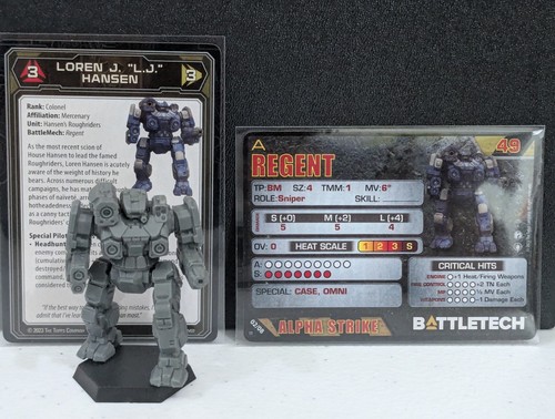 Battletech Prime Regent Mech & Pilot Card Alpha Strike Gray Death CGL
