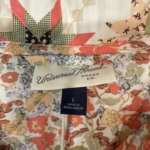 Universal Thread Cream Multi Star Print Cottagecore Quilted Jacket Size Large - Picture 6 of 15