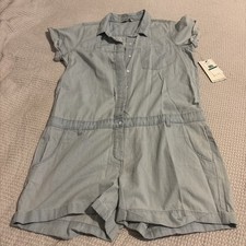 Calvin Klein Jeans Light Wash Denim Button Up Jump Suit - Size L