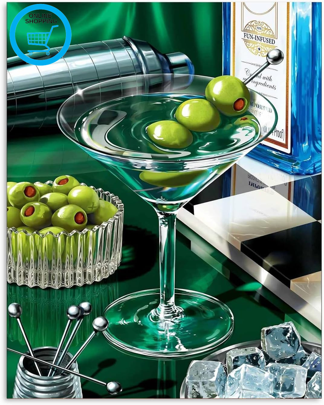 Cocktail Paint by Numbers for Adults, Cocktail Adult Paint by Numbers, Painting