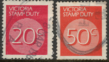 1966 VICTORIA STAMP DUTY : 20c and  50c  used   stamps