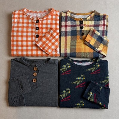 Gigi & Max Posh Peanut Bamboo Pajama Bundle 4T 5T Gingham Plaid Dino 4 Sets