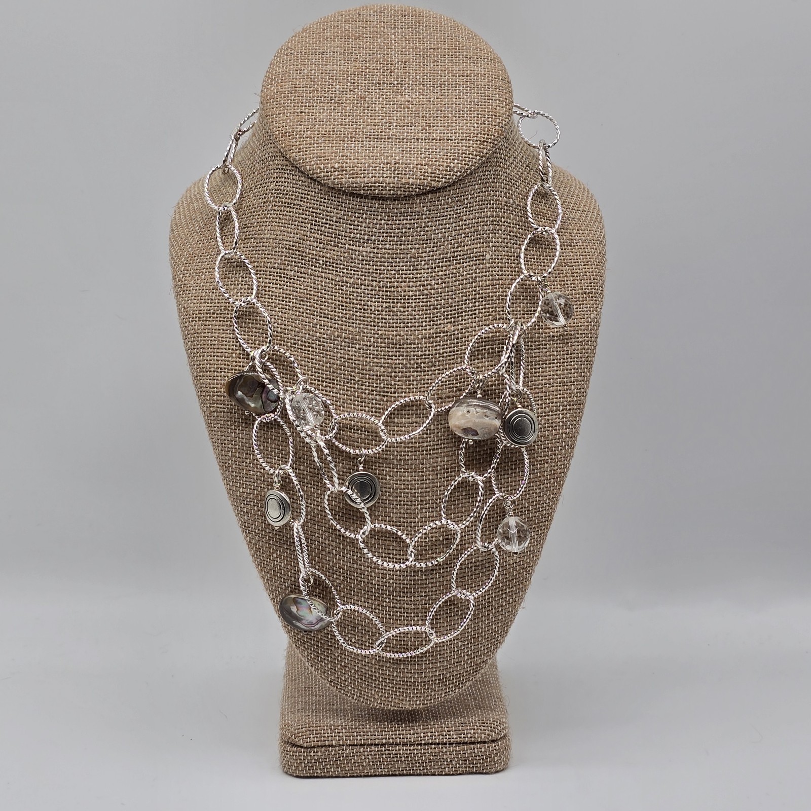 Beachcore Abalone Shell Necklace Silver Tone Boho… - image 11