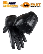 Men's PU Leather Touchscreen Winter Gloves Warm Driving Lined