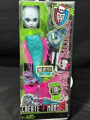 New Monster High Doll Create-A-Monster Girl Add On Pack Siren Tail Wig Fashion