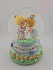 Vtg Precious Moments Musical Globe MEMORIES / Good Friends Are Forever Works