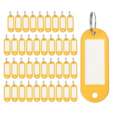 40pcs Plastic Key Tags with Split Ring Labels Window, Yellow