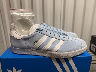 Size 10.5 - adidas Gazelle Clear Sky White Blue Suede Leather (BB5481) - Vintage