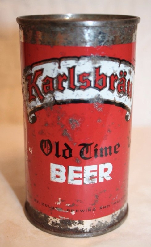 Karlsbrau Old Time Flat Top Beer Can 1950's DNCMT3.2% Empty 12 oz. DuLuth, MN