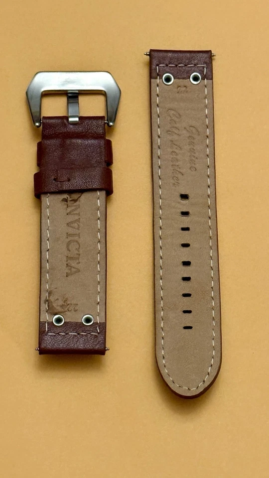2 pares de correas de reloj de cuero Invicta, 22 mm - 2 pares (una gris y otra marrón). Foto 4 de 4
