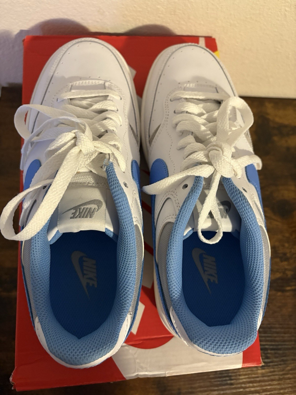 New: Nike Gamma Force White University Blue Women 8 Men 6.5 image 5