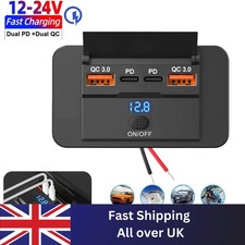Car DC 12V-24V PD Type C USB Port Fast Charger Socket Power Outlet Panel Charge