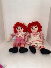 21" Raggedy Ann and Andy dolls Handmade Vintage 1980's