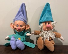 Vintage 1993 Snow White Seven Dwarfs Sleepy  Dopey 15  Plush Dolls Moving Eyes