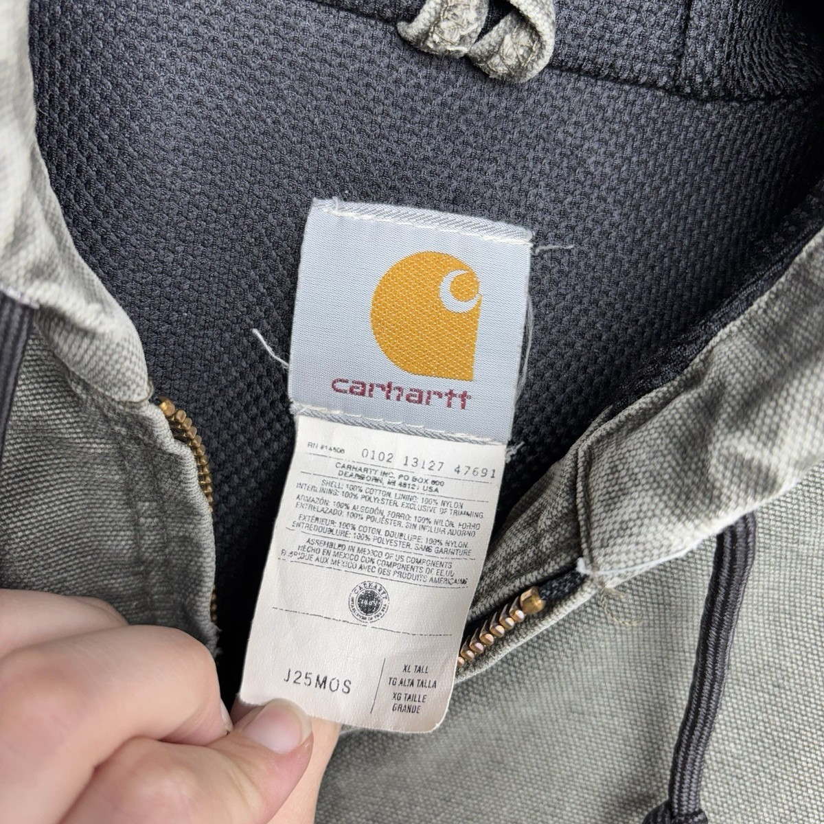 Carhartt J25 Mos Jacket Mens XL Tall XLT Moss Green Full Zip