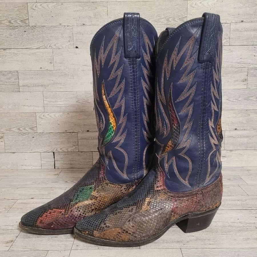 Vintage Dan Post Exotic Rainbow Python Snakeskin … - image 2