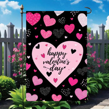Valentine's Day Double-Sided Garden Flag 12x18 Inch Heart Pattern Decor