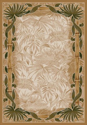 8x11 Milliken Montego Linen Tropical Palmetto Area Rug - Approx 7'8''x10'9''