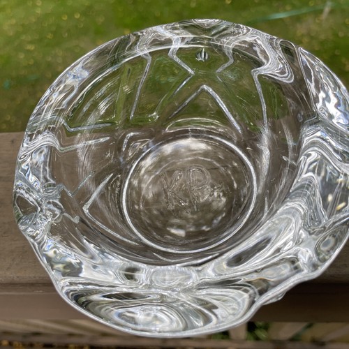 SIMON PEARCE Small Art Crystal Glass Signed + KP ‘love your brain’ Bowl 5” D - Picture 2 of 7