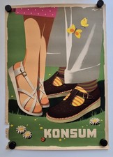 Plakat Hermann Blank Konsum Schuhe Frühling Werbung 1956 Original DDR A1