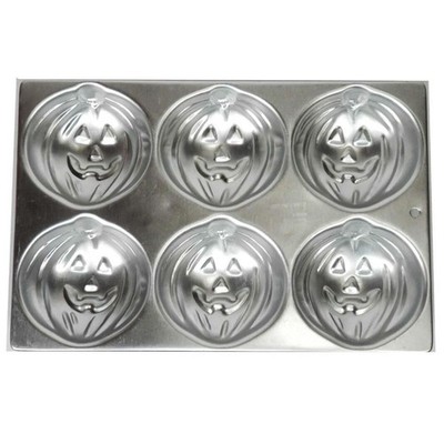 Vtg Wilton Mini 3.5'' Halloween Pumpkin 6 Mold Aluminum Pan Jello Jack o Lantern