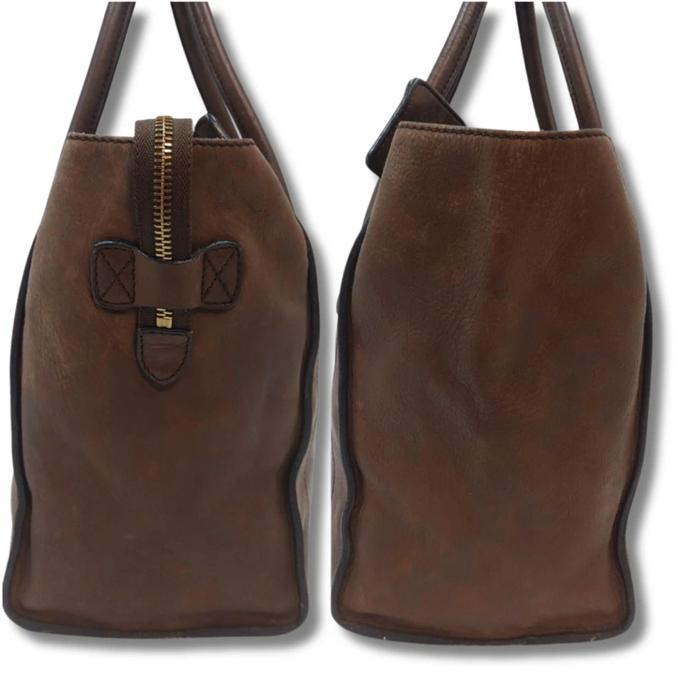 CELINE Bag Luggage Mini Tote Bag Leather Dark Brown 29cm×30cm×16.5cm NNBc72 - Image 3 of 4