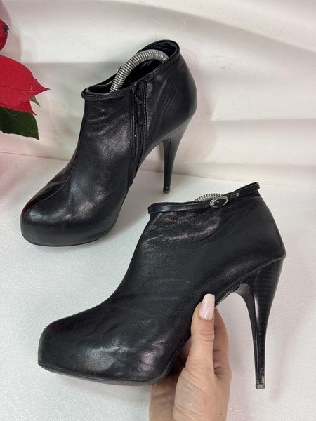 Women Santini Ankle Boots Black Leather 38