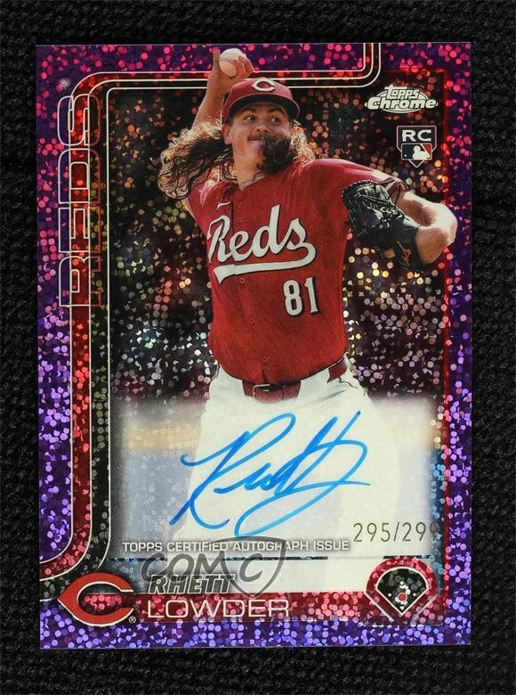 2025 Topps Chrome Rookie Purple Speckle Refractor /299 Rhett Lowder Auto RC 0t4u