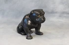 Vintage English Bulldog Figure Antique 1930s Ceramic Pottery Black Ornament
