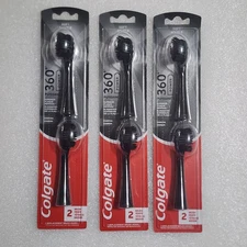 Colgate 360 Power Charcoal Soft 2 Replacement Brush Heads 3 packs Lot New