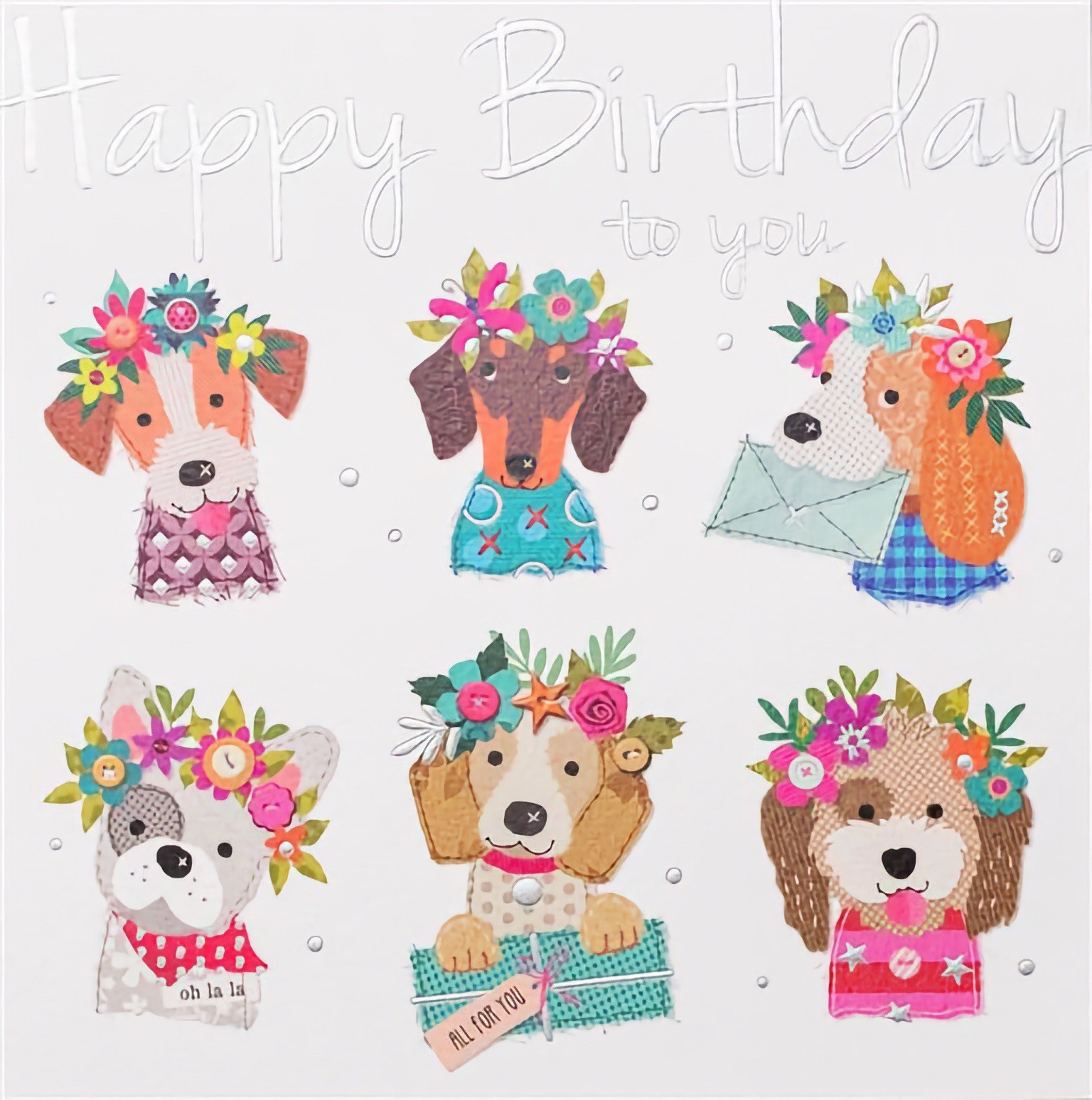 Happy Birthday Card Dogs Cute Female Mum Nan Sister Daughter Aunt Niece Friend