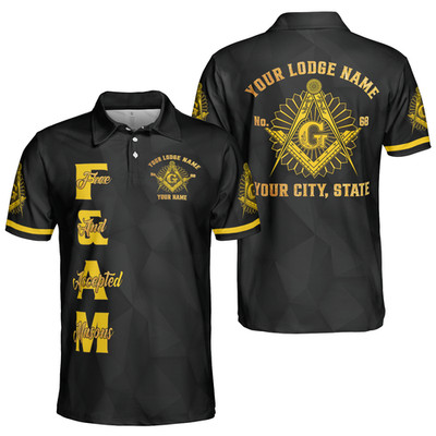 Custom Lodge Name Number F&AM Masonic Freemasonry Polo Shirt S-5XL