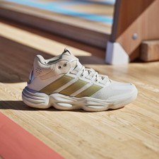 Adidas Women's Court Stabil Indoor Volleyball Shoe Off White/Gold Metallic/Cryst