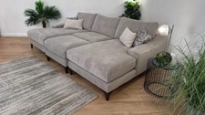 Sofology Wildwood Fabric 4 Seater Double Chaise with Footstool in Soft Sherpa Si