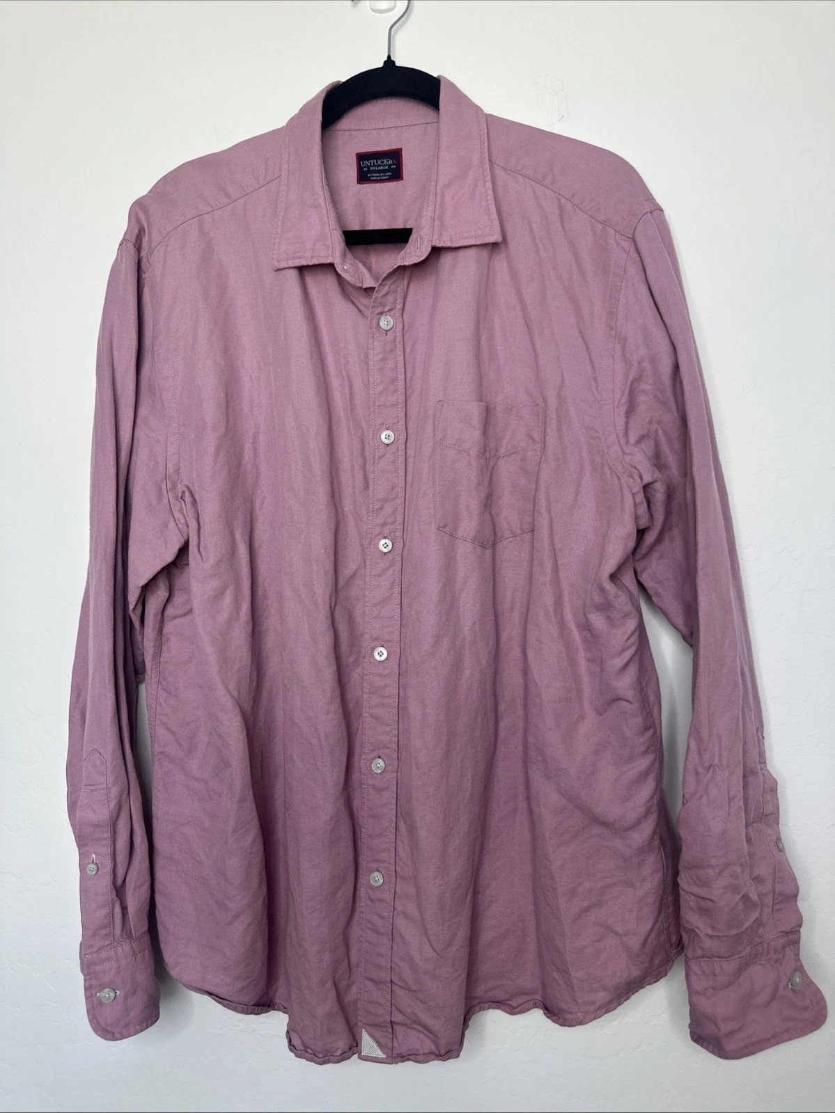 UNTUCKit Linen Pink Long Sleeve Button Up Shirt Men XXL Vacation Beach 2XL