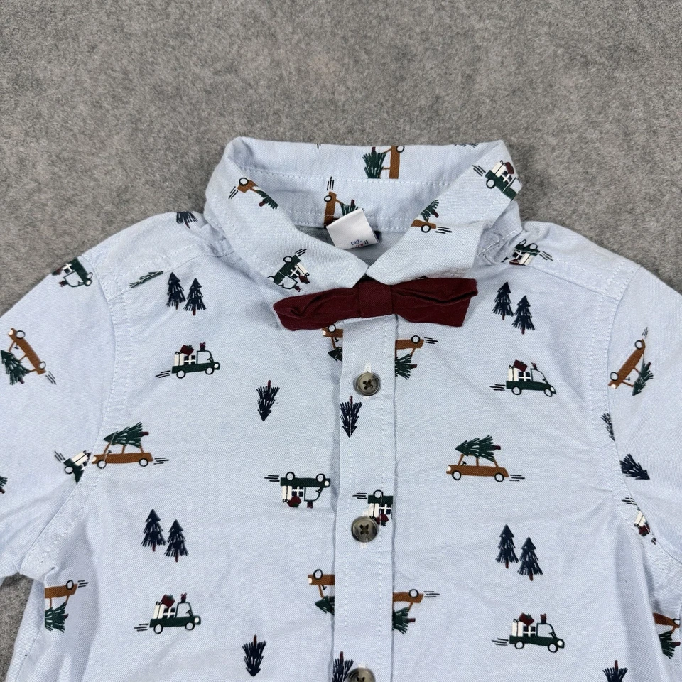 Camisa y pajarita de Navidad antigua azul marino manga larga niño/niño talla 4T azul Foto 2 de 4