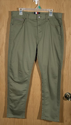 Tommy Hilfiger Men's Sz 34X30 Olive Green Straight Leg Pants Preppy Logo NWOT