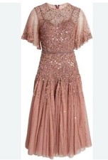 Mac Duggal 93655 Rosewood Cape Sleeve Beaded Midi Dress 6