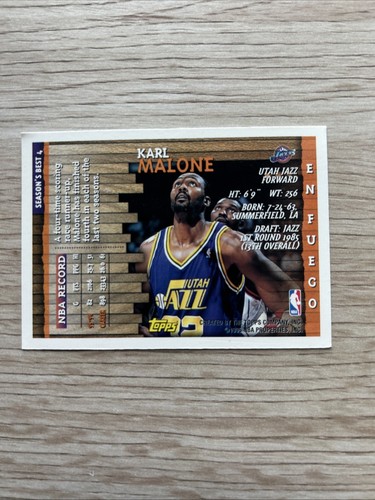 1996 Topps Season's Best En Fuego #4 Karl Malone / Excellent Condition - Picture 2 of 2