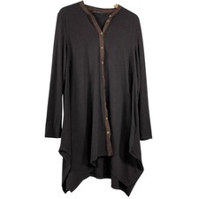 Cut Loose Womens Long Sleeve Button Front Knee Length Dress sz M Lagenlook Comfy