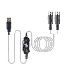 USB IN-OUT MIDI Interface Cable Converter to PC Music Keyboard Adapter Cord