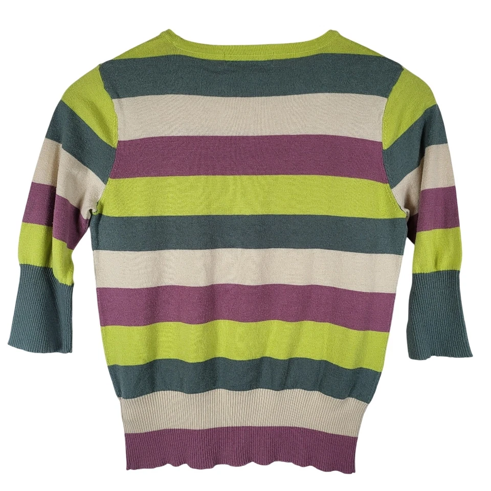 Forever 21 Colorblock Stripe Knit Colorful Sweatshirt Y2K Retro Dopamine Sz M - Image 2 of 4
