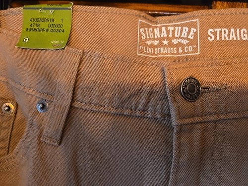 Denim marrone chiaro Signature by Levi's nuovo con etichetta vestibilità dritta/premium comfort/performance 38x30 - Foto 7 di 9
