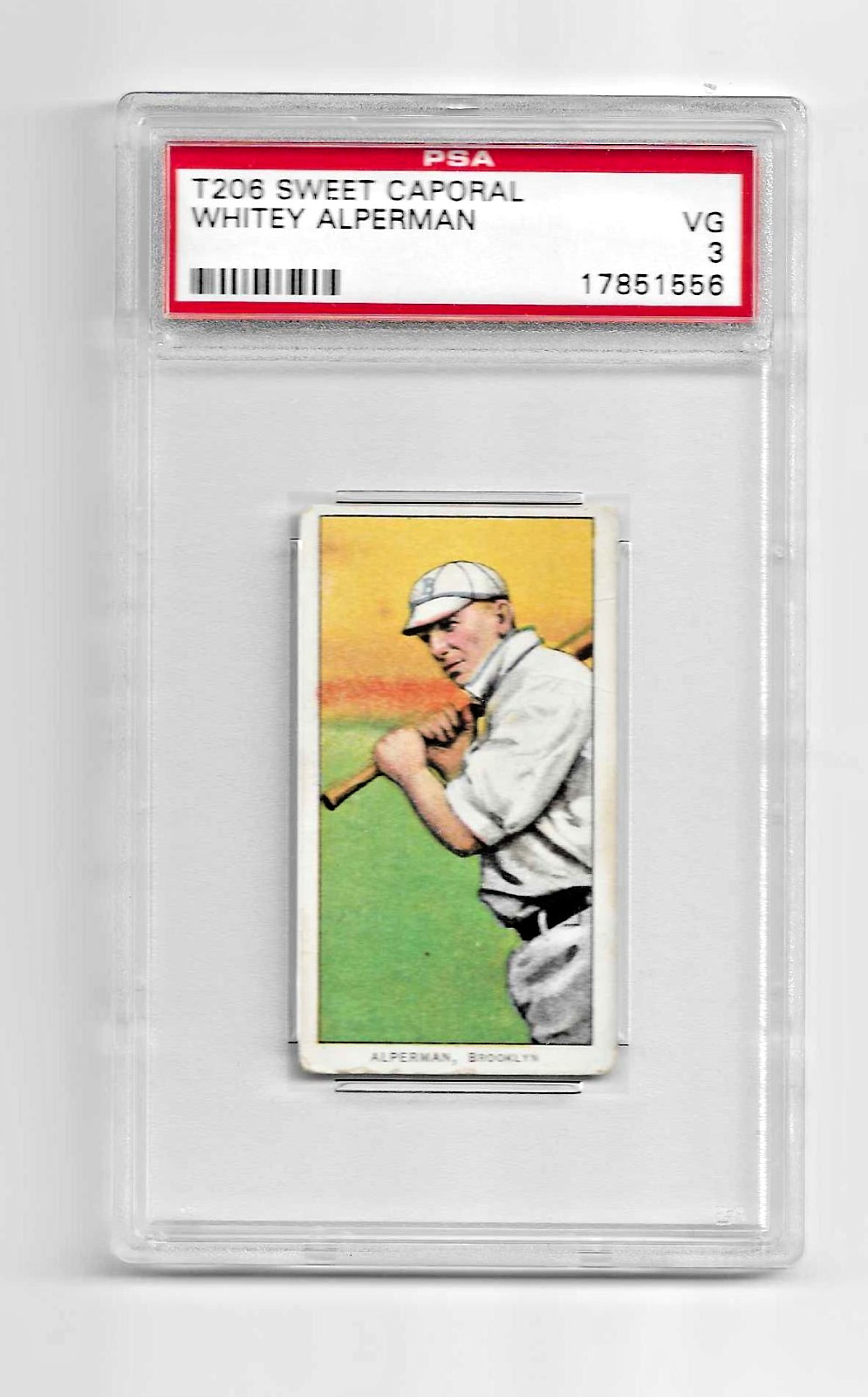 1909 T206 SWEET CAPORAL 150/30 TOBACCO BASEBALL CARD WHITEY ALPERMAN PSA 3 NQ
