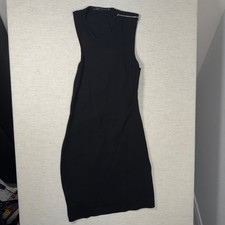 Zara Sheath Dress Women Size M Black Excellent Sleeveless Shoulder Zip Detail