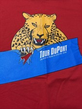 Vintage 90s Tour DuPont Cycling T Shirt Jaguar Single Stitch Hanes Red Men XL