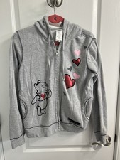 Disney Womens Jacket Winnie The Pooh Hood, Pockets Inside Gray Medium hoodie