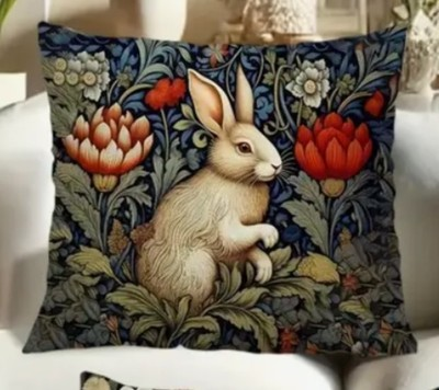 #ad William Morris Abstract Floral Bunny Design Linen Throw Pillow Cover Home Decor $14.36