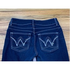 Wrangler Womens Dark Wash Bootcut Jeans 5/6x30 Blue Denim 10MWZJK Distressed Hem
