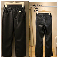 Judy Blue Women&rsquo;s Black Faux Leather Bootcut High Rise 5-Pocket Jeans, 0/24